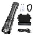 Rechargeable LED Flashlight Zoomable Torch with LCD Display 3 Modes Waterproof High Power Hand Light Outdoor Wilderness Camping