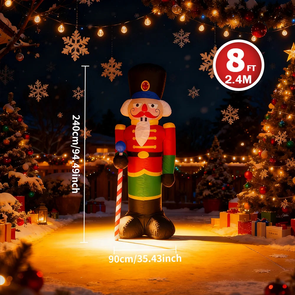 Christmas Inflatable Decorations - Branch Snowman, Santa Claus, Gingerbread Man, Gift Bag Snowman LED Light Lawn Decorations