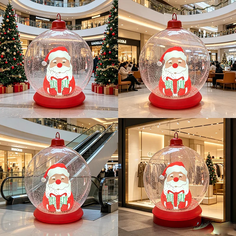 24inch Inflatable Christmas Ball Ornaments, Pvc Snowman Inflatable Christmas Decorative Balls, Suitable for Outdoor Yards, Front Porches, Swimming Pools, Christmas Trees, Inflatable Christmas Ball Decorations