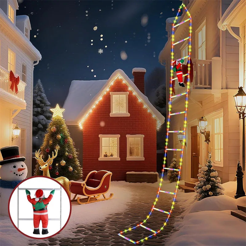 LED Christmas Lights Christmas Decorative Ladder Light String with Santa Claus for Indoor Outdoor Window Garden Xmas Tree Decor