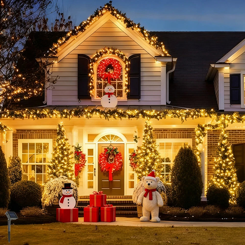 1set 5M 50LED Solar Light String, Constantly Flashing Dual Mode, Christmas Tree Wreath, Outdoor Garden, Birthday Party Decor