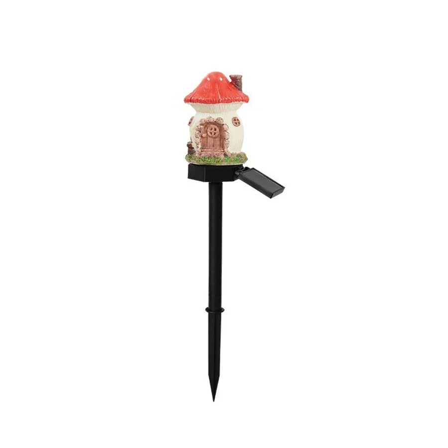 LED Solar Lawn Light Multi Craft Miniature Fairy House Solar Powered Outdoor Decor LED Garden Light Resin Cottage Christmas Lamp