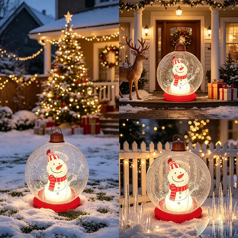 24inch Inflatable Christmas Ball Ornaments, Pvc Snowman Inflatable Christmas Decorative Balls, Suitable for Outdoor Yards, Front Porches, Swimming Pools, Christmas Trees, Inflatable Christmas Ball Decorations