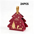 24Pcs Christmas Tree‑Shaped Paper Gift Boxes with Handles, Portable Small Boxes, Xmas Party Favors & Tree Decorations
