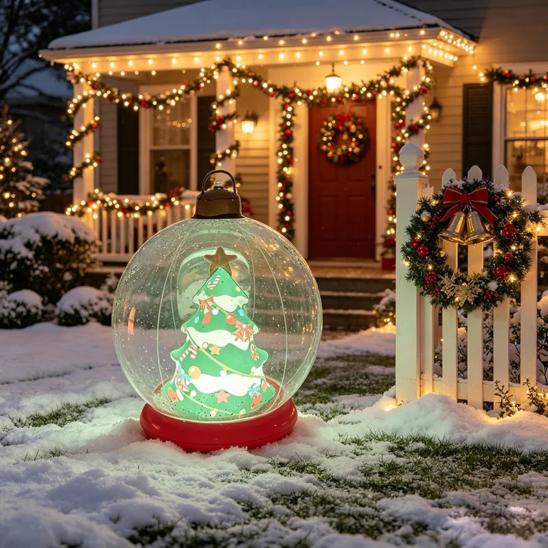 24inch Inflatable Christmas Ball Ornaments, Pvc Snowman Inflatable Christmas Decorative Balls, Suitable for Outdoor Yards, Front Porches, Swimming Pools, Christmas Trees, Inflatable Christmas Ball Decorations