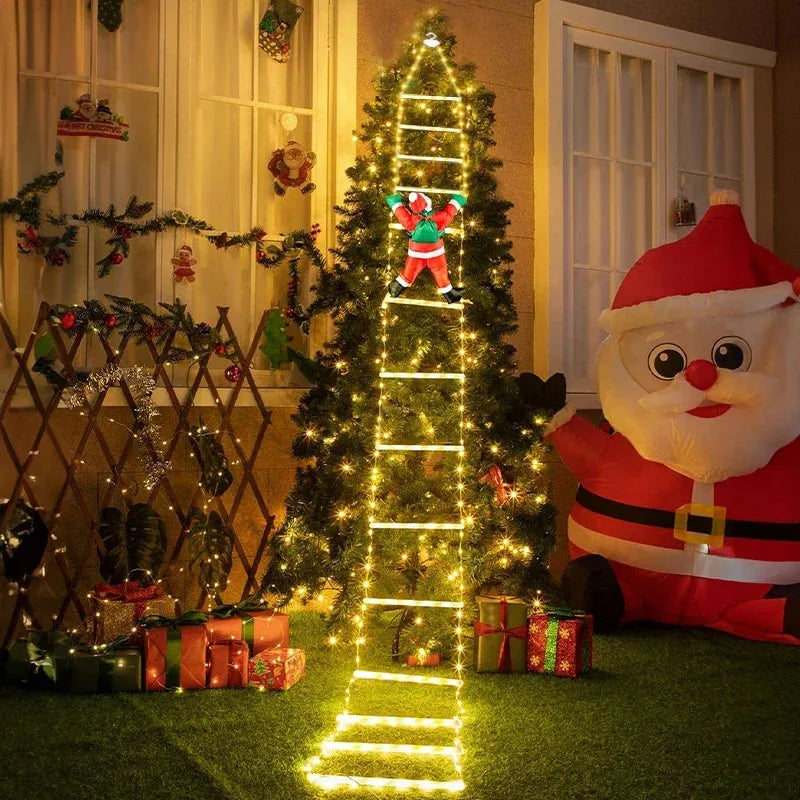 LED Christmas Lights Christmas Decorative Ladder Light String with Santa Claus for Indoor Outdoor Window Garden Xmas Tree Decor