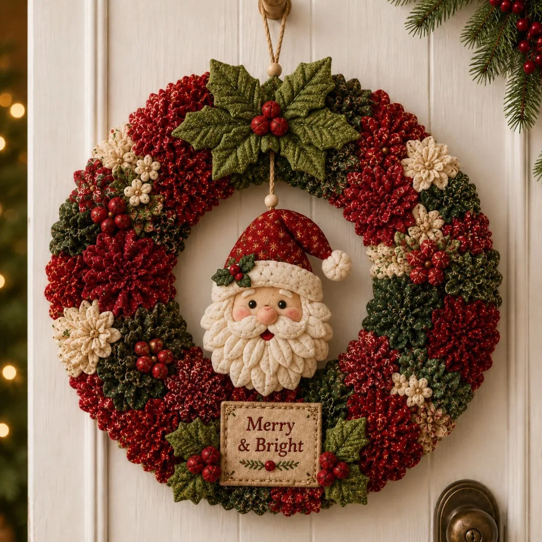3D Fabric Poke Wreath DIY Kit, Christmas Wreath DIY Kit for Adults,3D Fabric Poke Art Craft Kit,Holiday Wreath Making Kit
