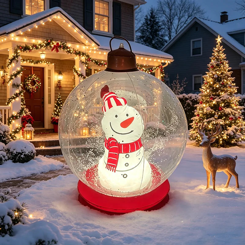 24inch Inflatable Christmas Ball Ornaments, Pvc Snowman Inflatable Christmas Decorative Balls, Suitable for Outdoor Yards, Front Porches, Swimming Pools, Christmas Trees, Inflatable Christmas Ball Decorations
